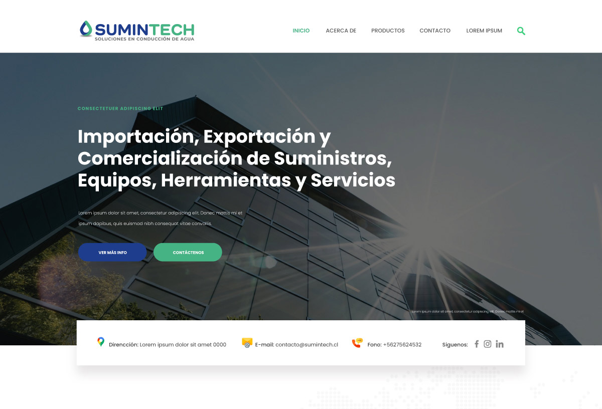 Imagen proyecto Sumintech, sitio web Mario Hernández - www.marioh.cl